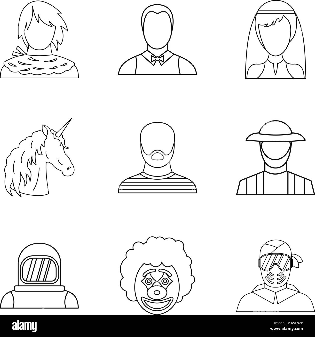 Designer clothing icons set, outline style Stock Vector Image & Art - Alamy