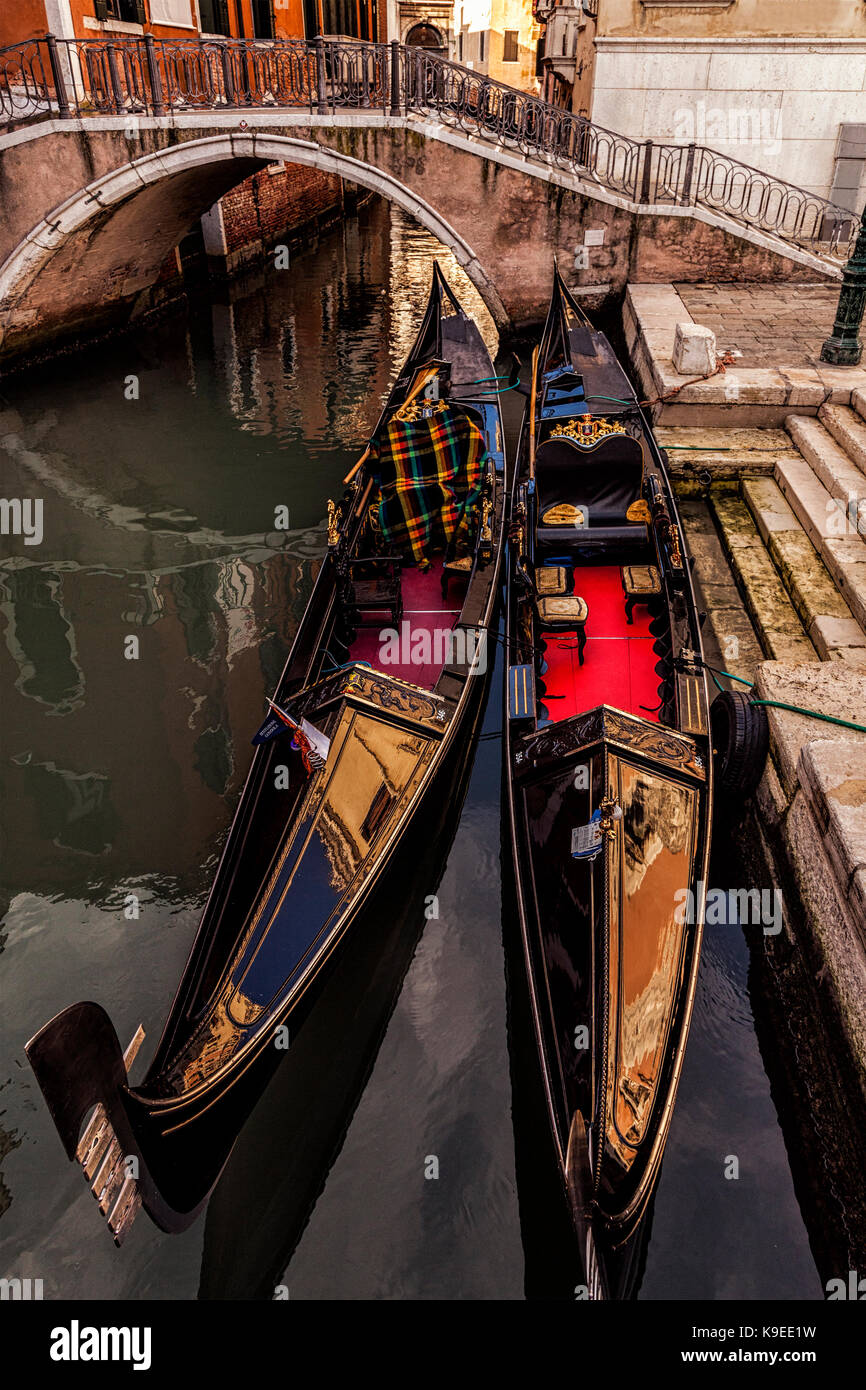 Pair of gondolas in Venice, Italy Stock Photo