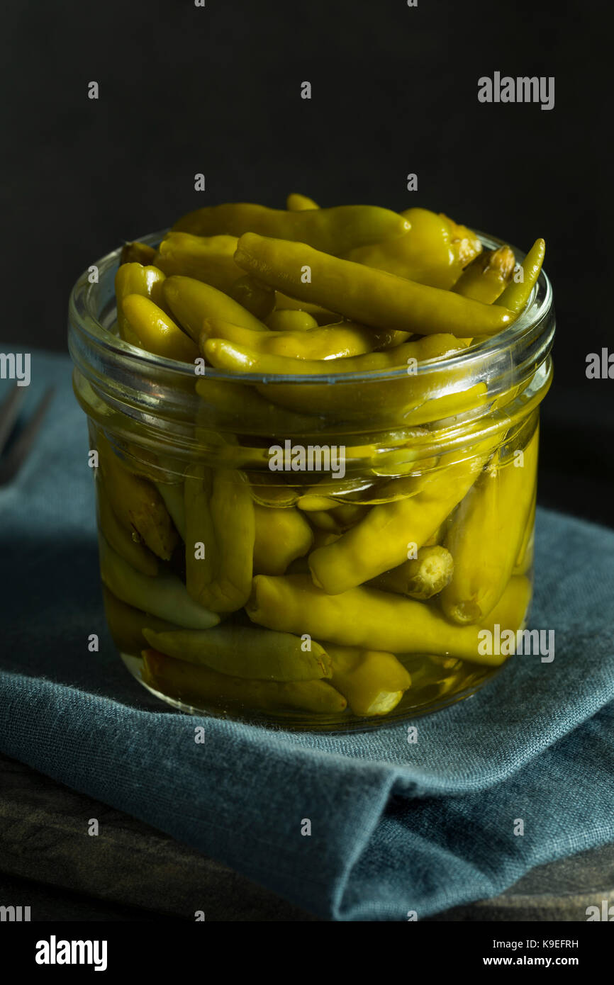 Organic Pickled Green Sport Peppers in a Jar Stock Photo Alamy