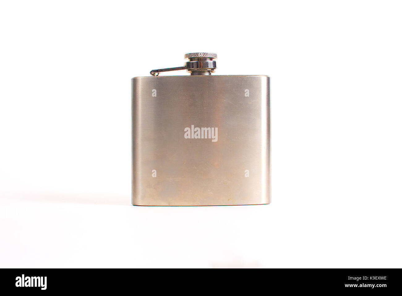 Stainless hip flask isolated on white background Stock Photo Alamy