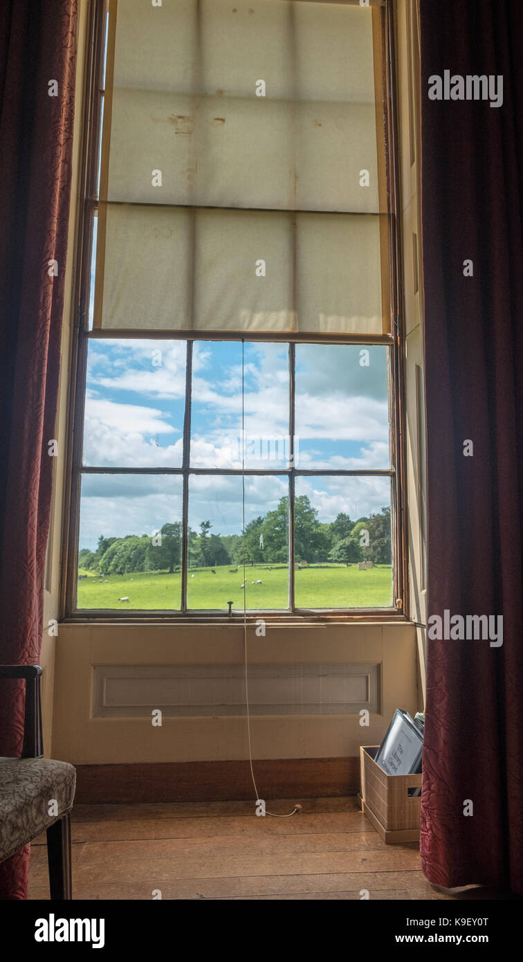 View of window with fields and trees outside Stock Photo - Alamy