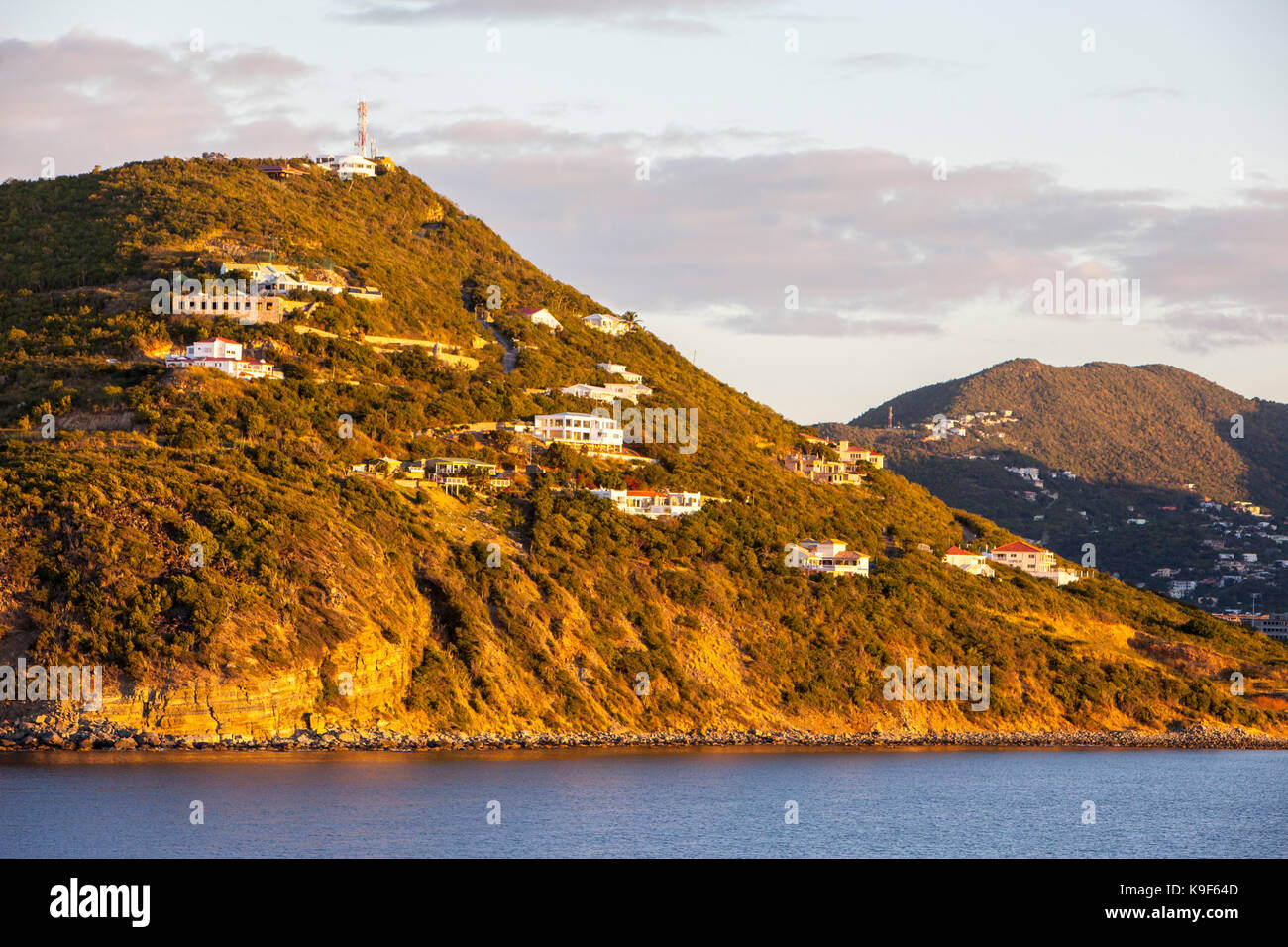 Sint Maarten, Approching Philipsburg. Houses on Hillside Stock Photo