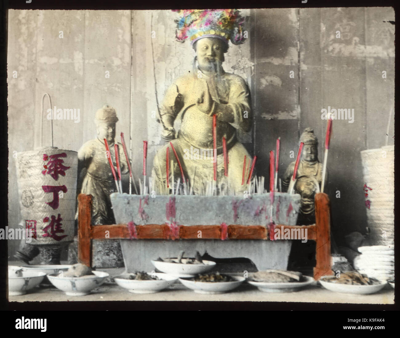 Offering of incense to a religious statue, China, ca.1917 1923 (IMP YDS ...