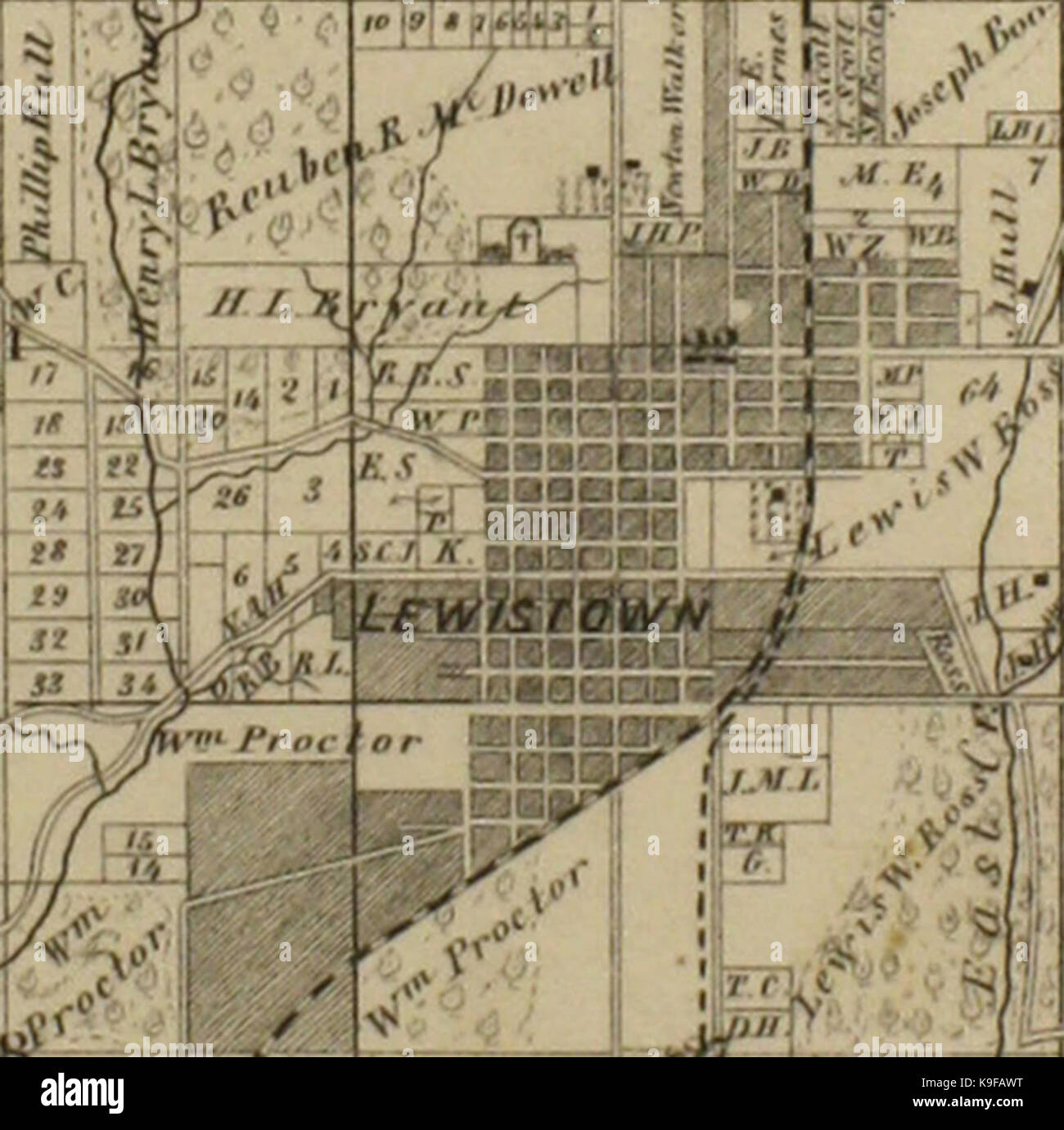 Map of Lewistown Illinois 1871 Stock Photo Alamy