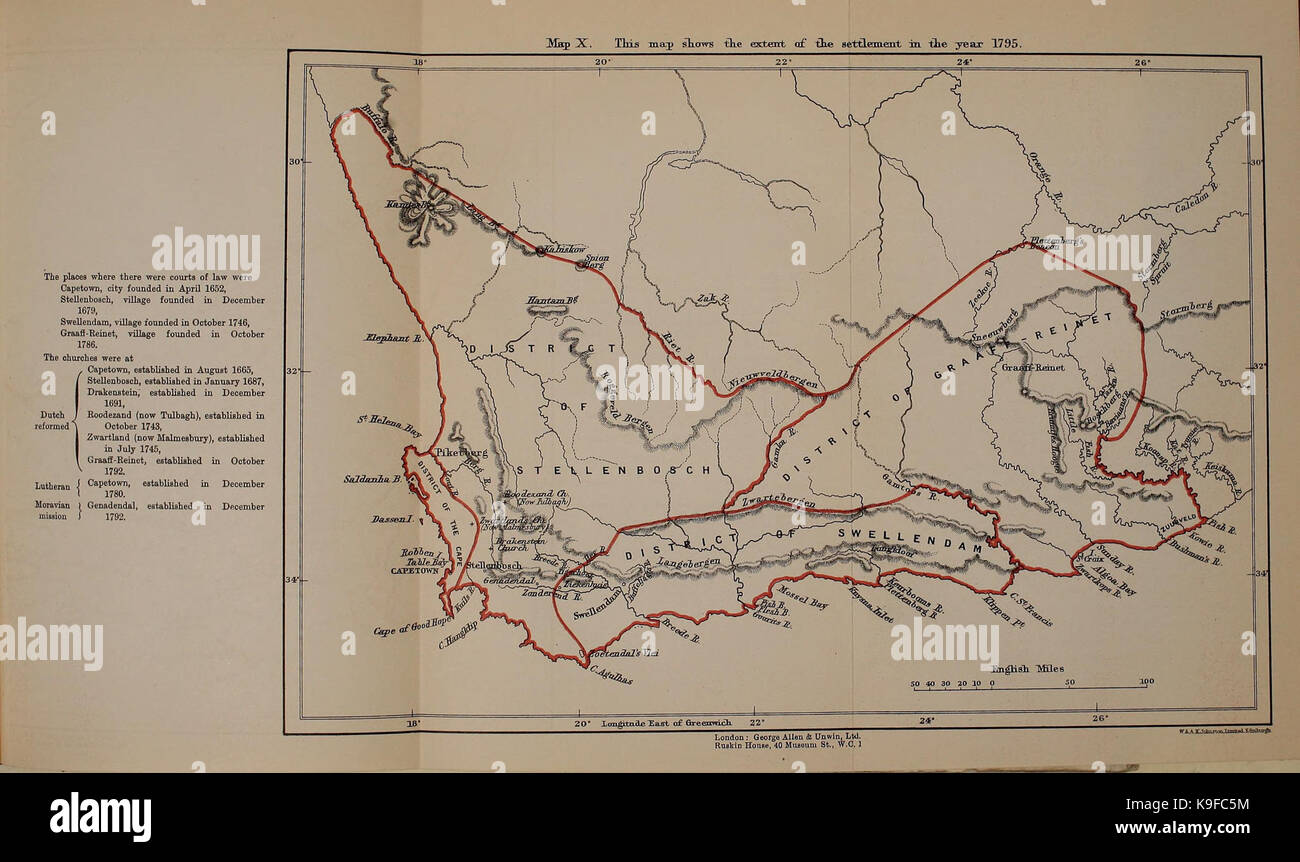 Map of the Dutch Cape Colony in 1795 Stock Photo Alamy