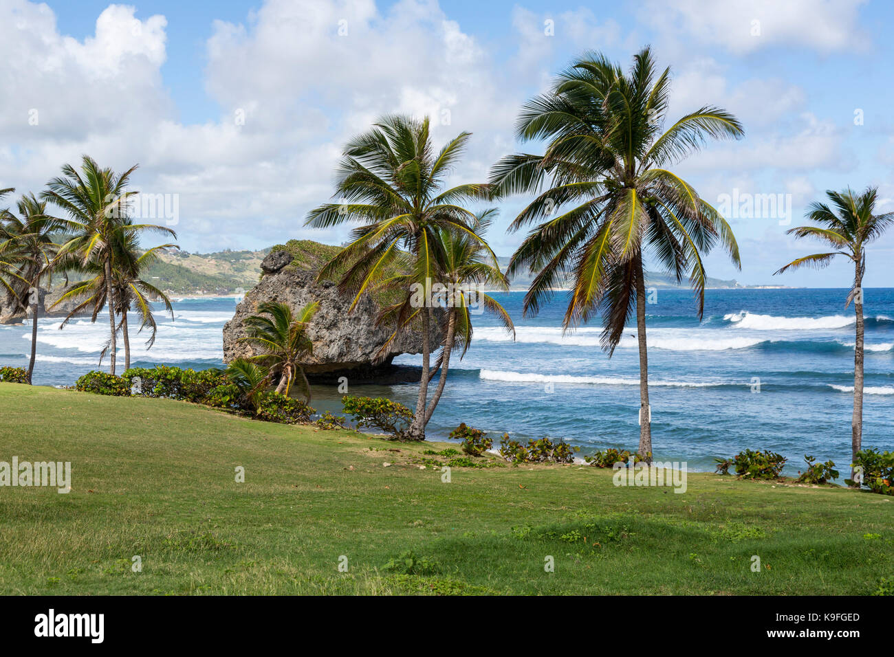 Barbados.  Bathsheba Beach Scene, Atlantic Ocean. Stock Photo