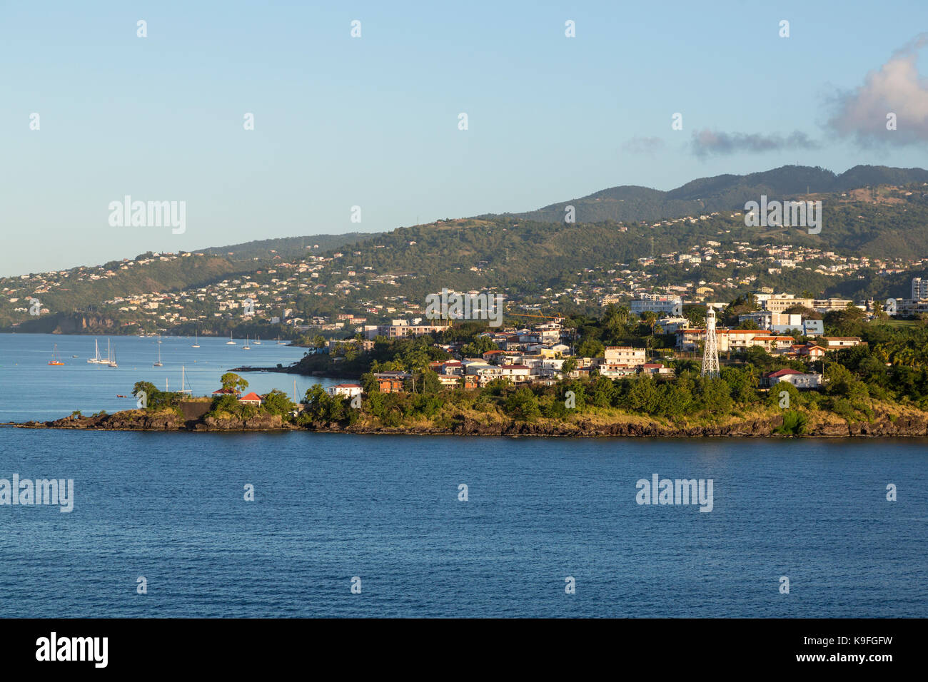 Fort-de-France, Martinique.  Approaching the Harbor, Early Morning. Stock Photo