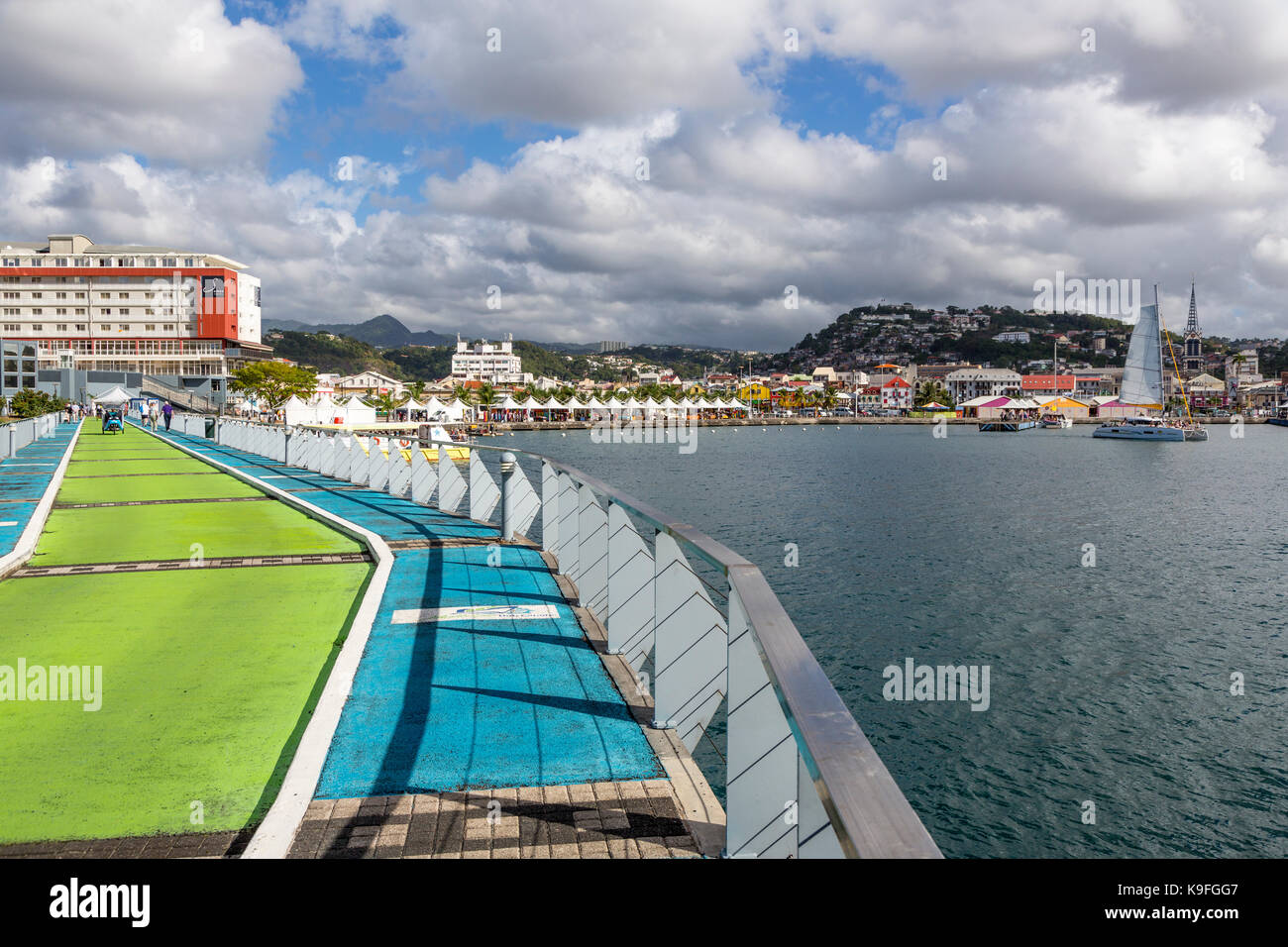 Fort-de-France, Martinique.  View of the Town from the Cruise Ship Pier, Early Morning. Stock Photo