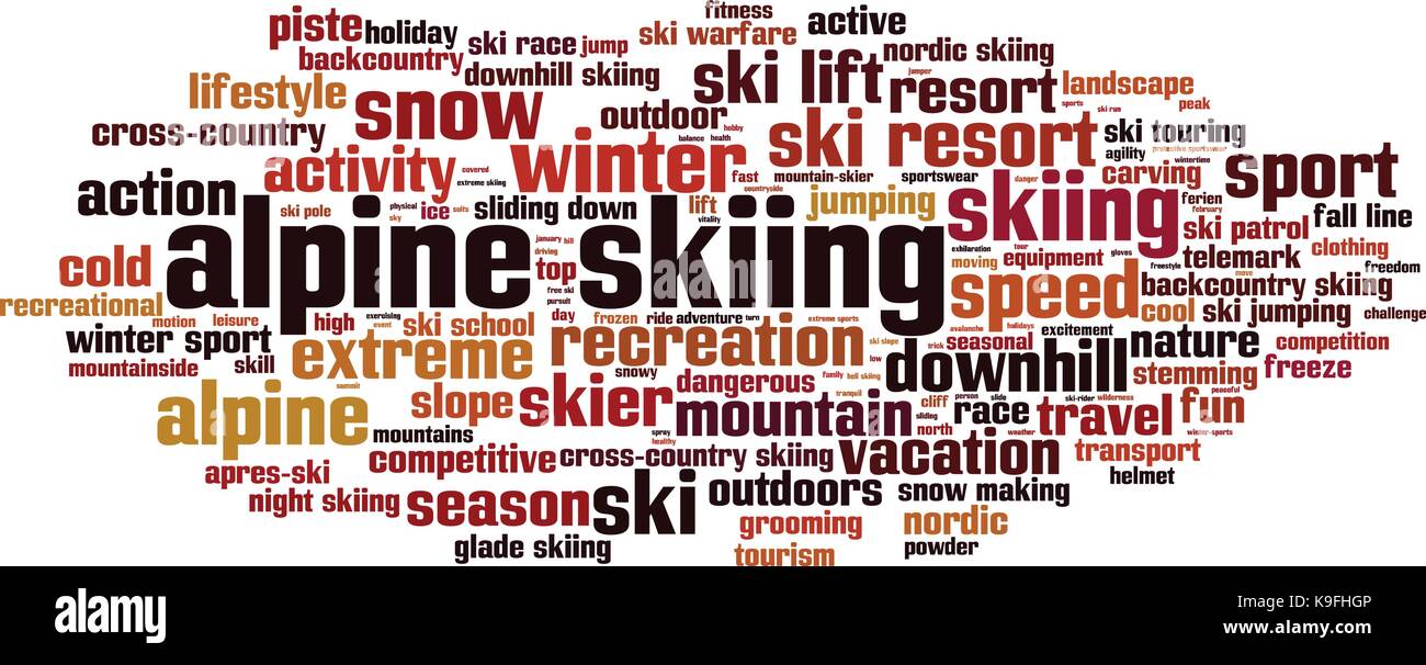 Alpine skiing word cloud concept. Vector illustration Stock Vector Image & Art Alamy
