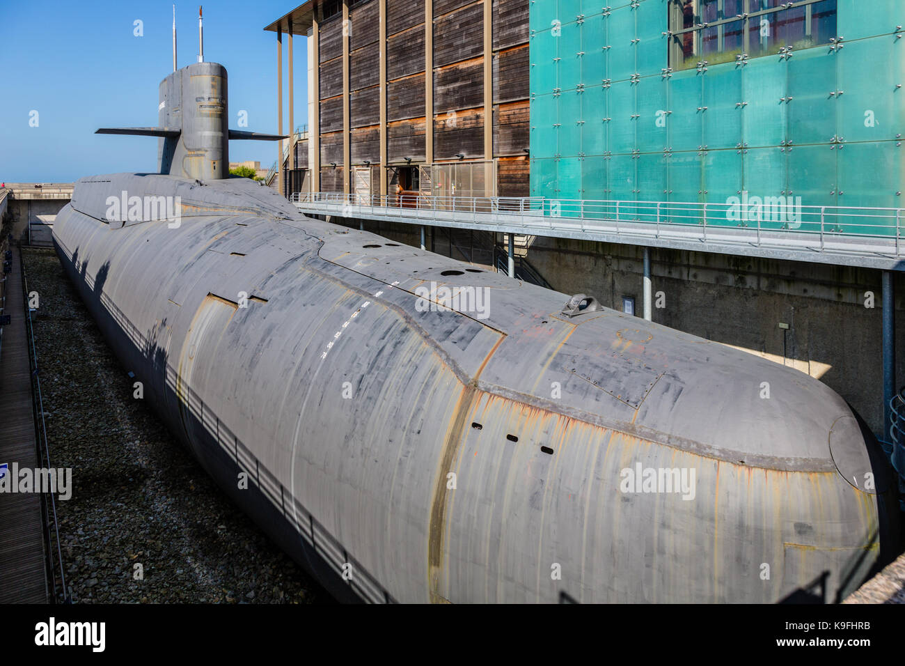 Le Redoutable, a neuclear submarine at the City of the Sea, (la Cite de la Mer) in Cherbourg Stock Photo