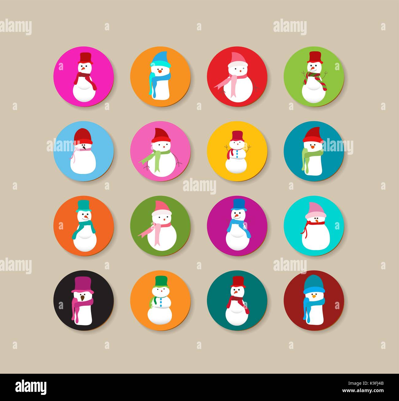 Collection Of snowman christmas Labels And Icons Stock Vector Image ...