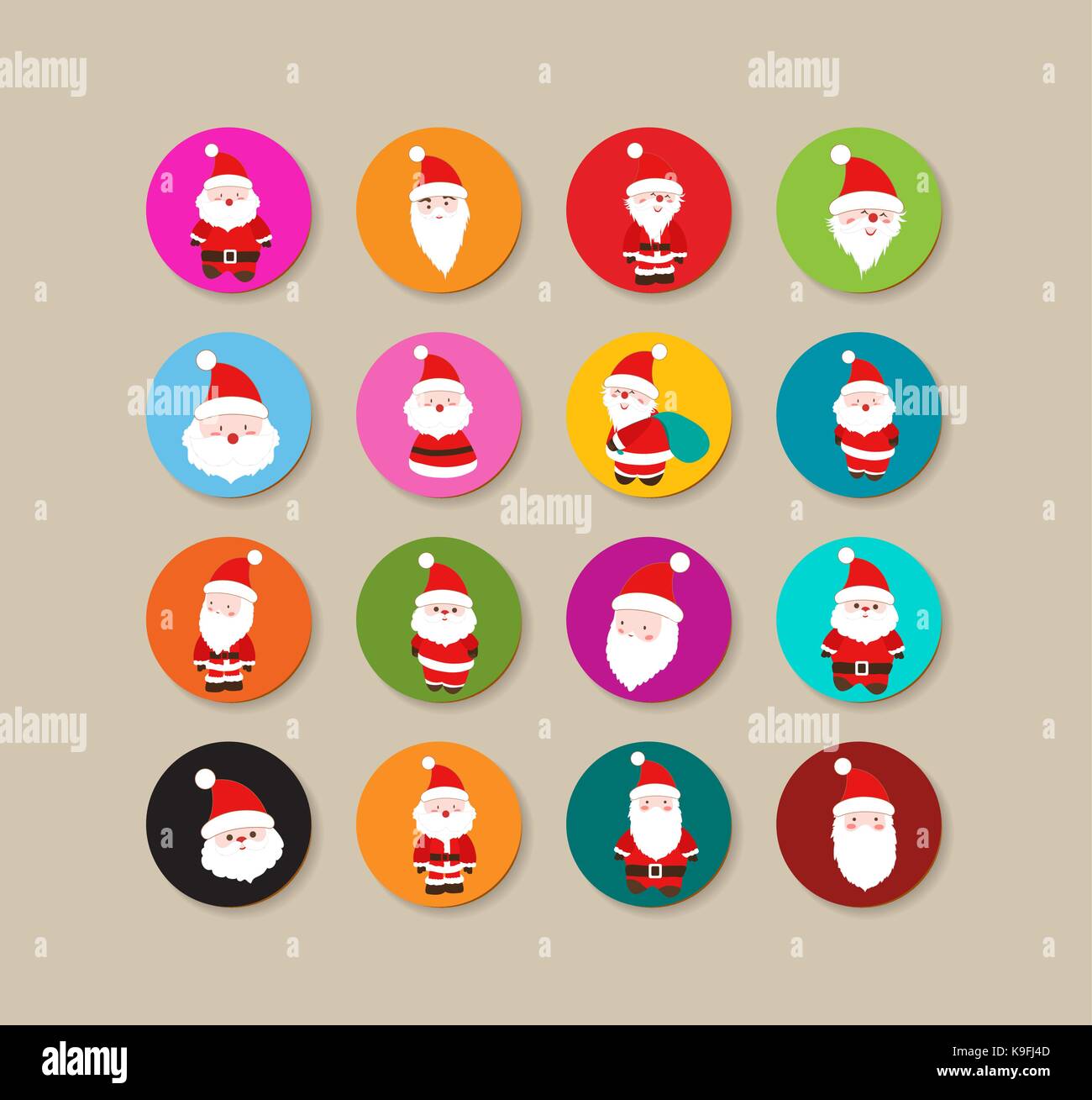Collection Of santa claus christmas Labels And Icons Stock Vector Image