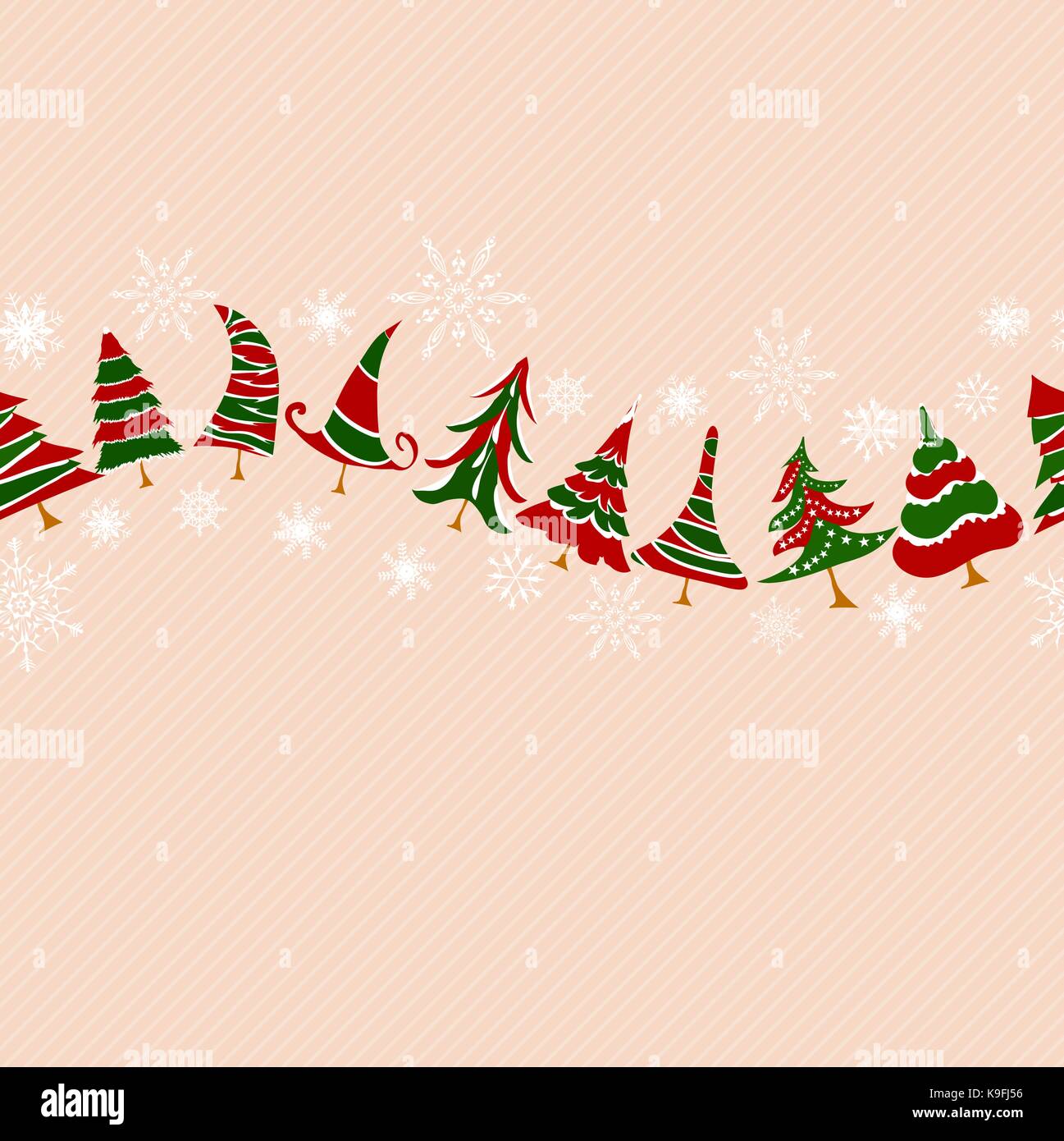 vintage christmas tree icons seamless pattern Stock Vector Image & Art ...