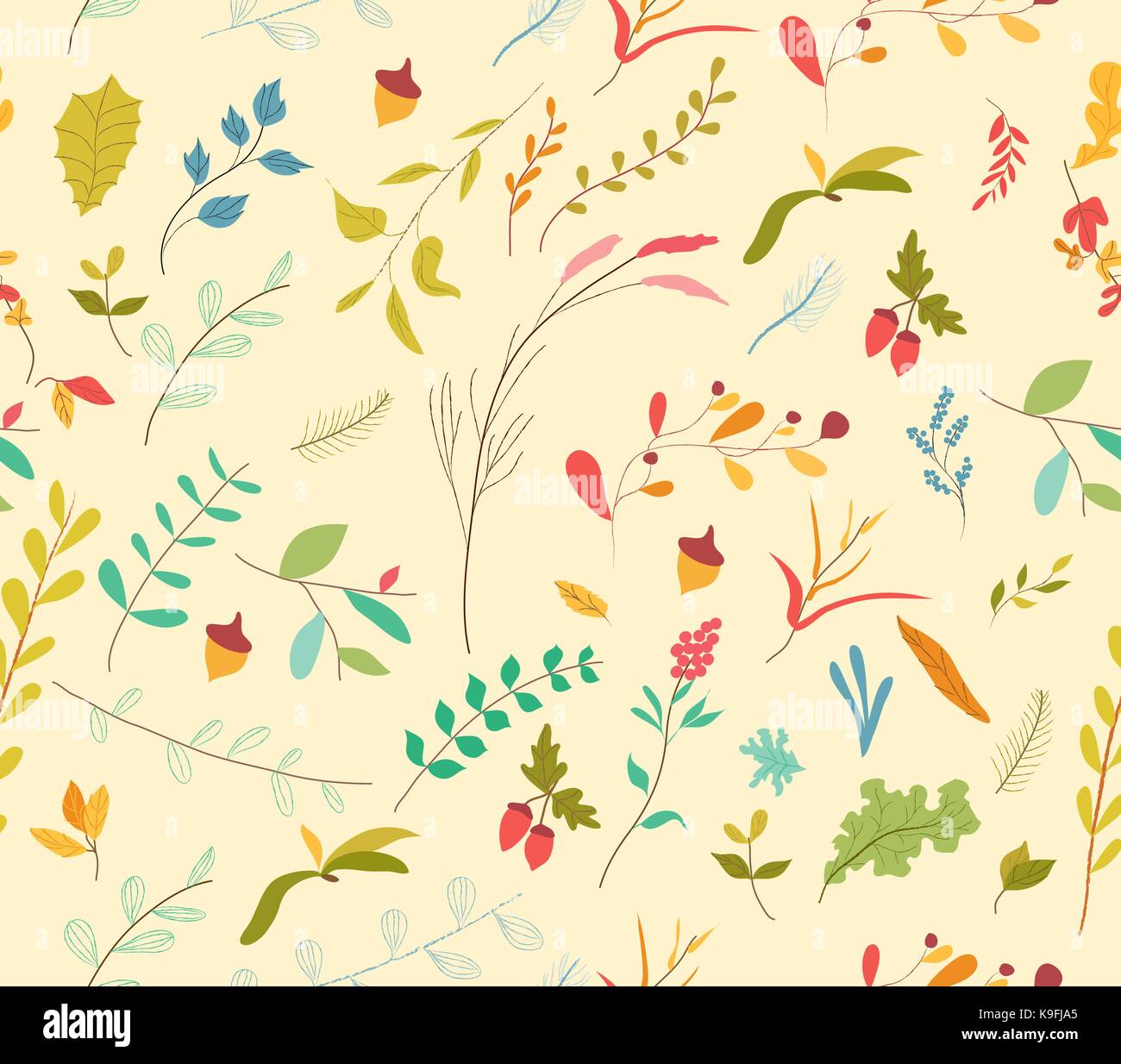 seamless pattern autumn leaves and acorns Stock Vector Image & Art - Alamy