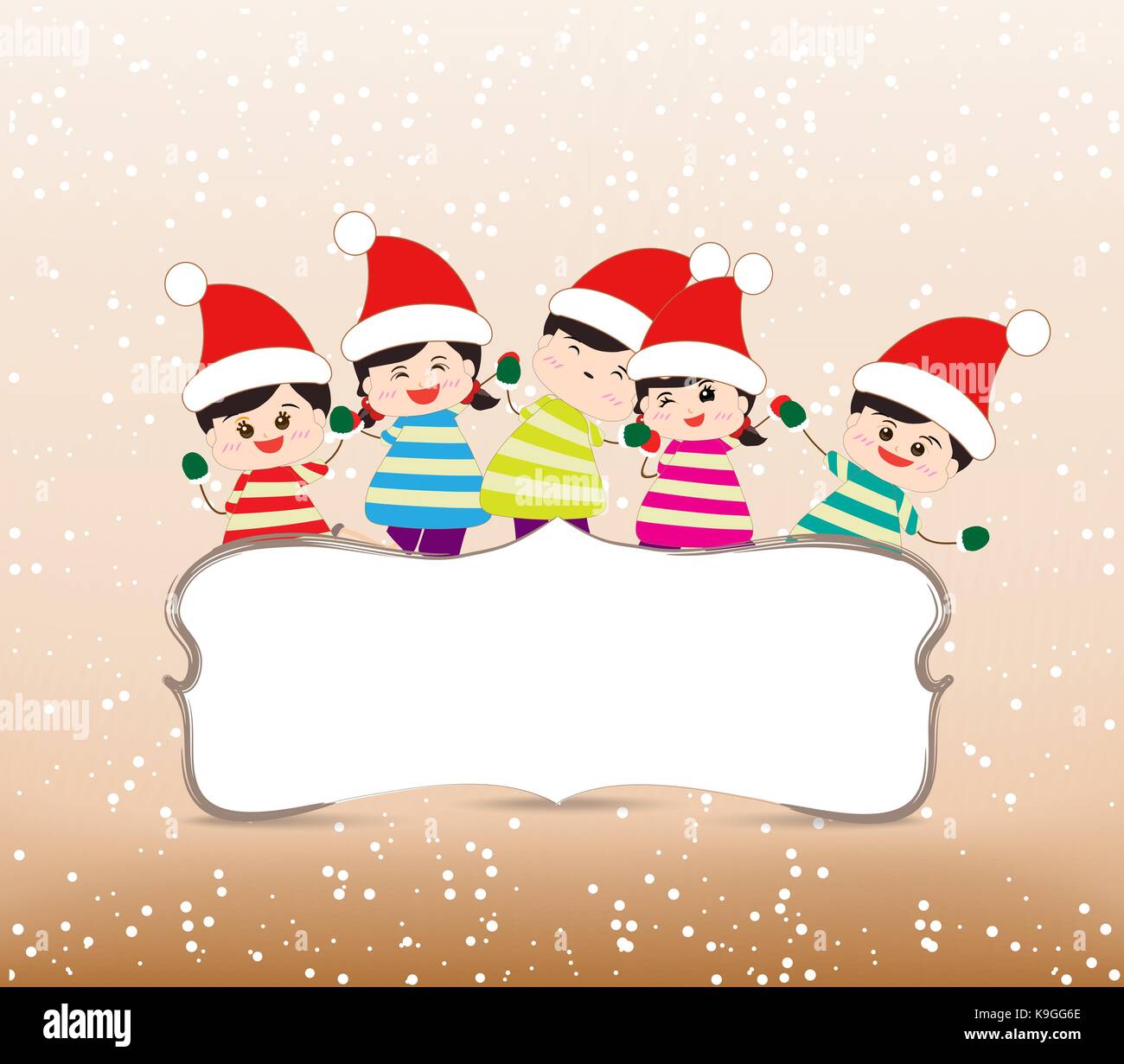 happy christmas banner with kids Stock Vector Image & Art - Alamy