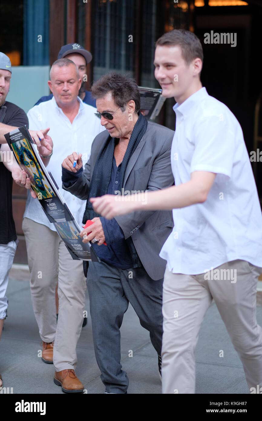 Al Pacino exiting his hotel in TriBeCa Featuring: Al Pacino Where