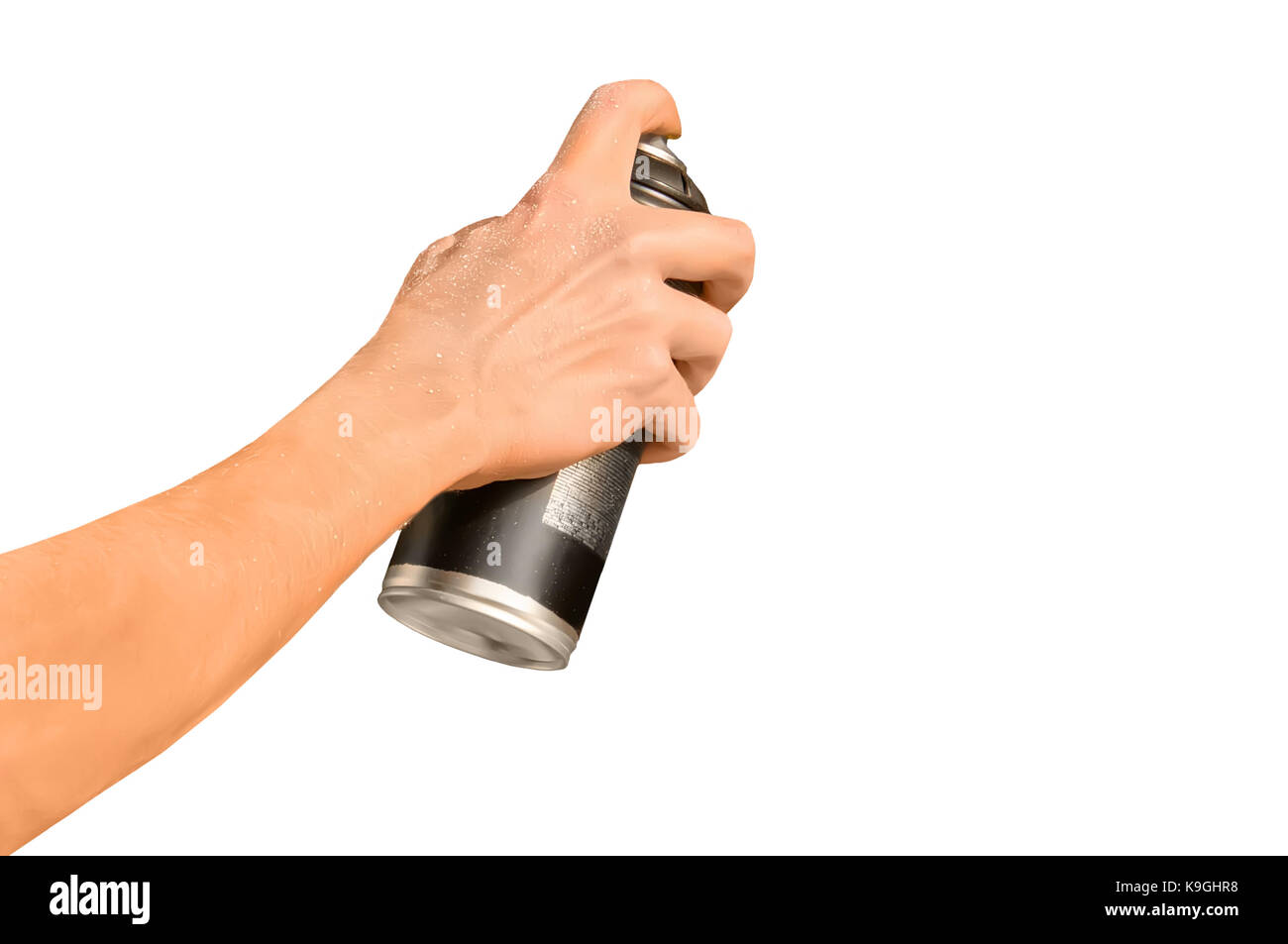 graffiti spray can in hand isolated on white background Stock ...
