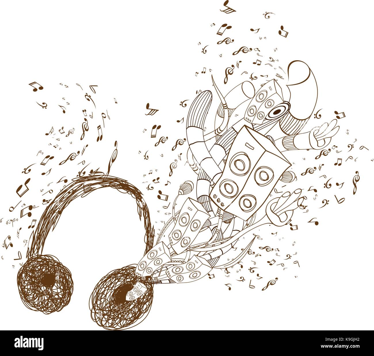 Headphones doodle art background Stock Vector Image & Art - Alamy