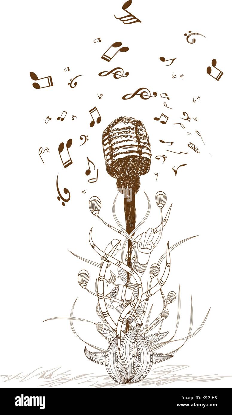 Beautiful doodle art microphone Stock Vector Image & Art Alamy