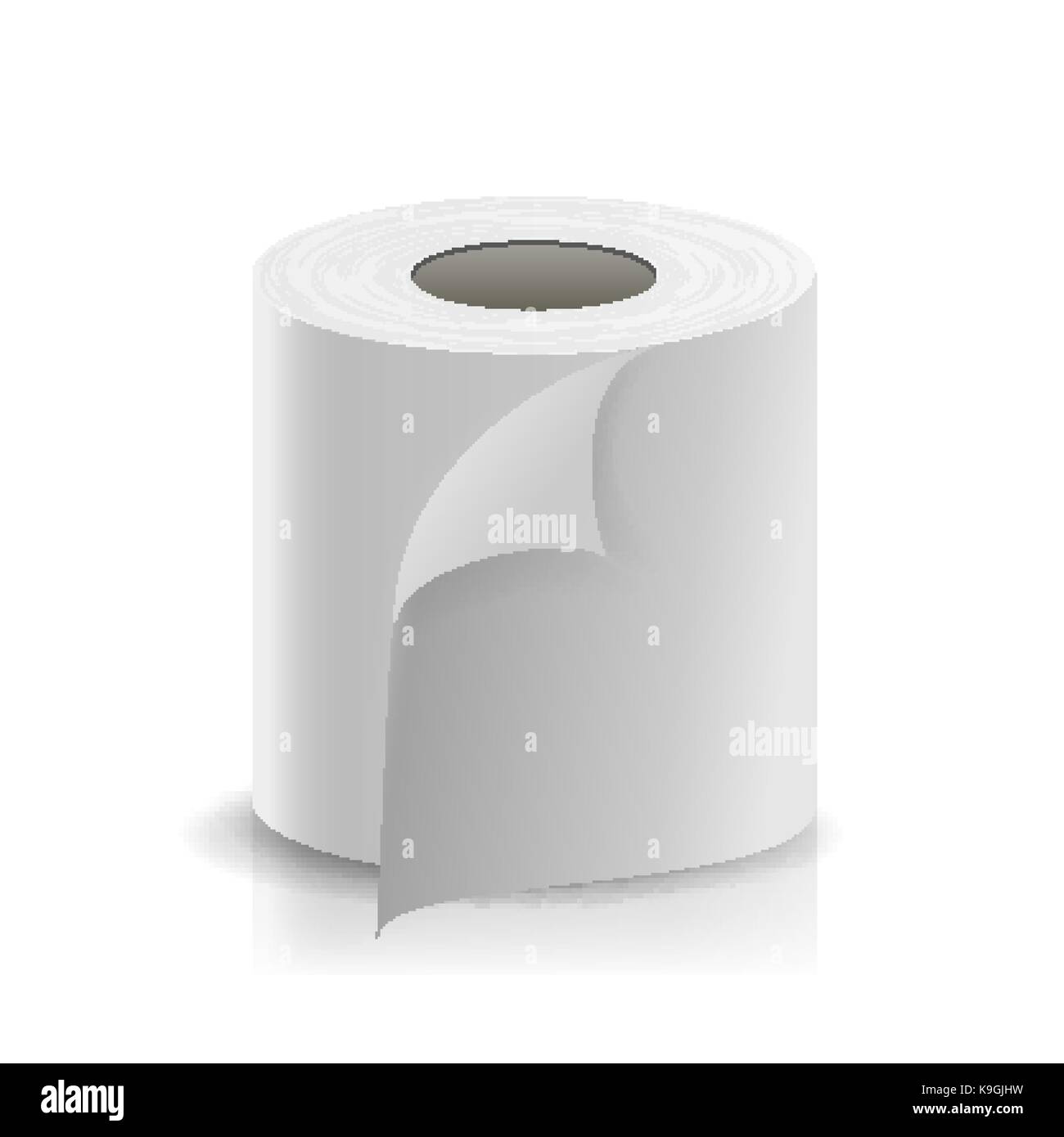 Blank White Paper Rolls Mockup Isolated On Gray Background Stock