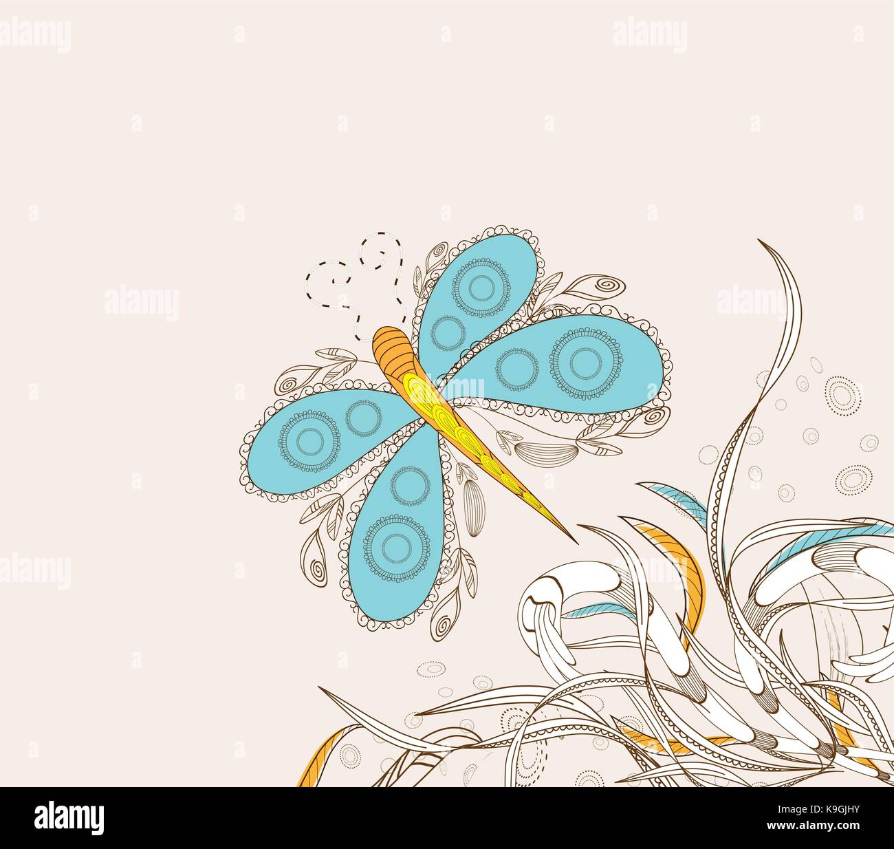 doodle floral background, hand drawn retro Stock Vector Image & Art - Alamy
