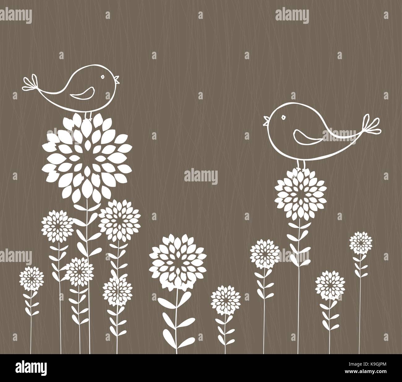 retro background with birds and flowers Stock Vector Image & Art - Alamy