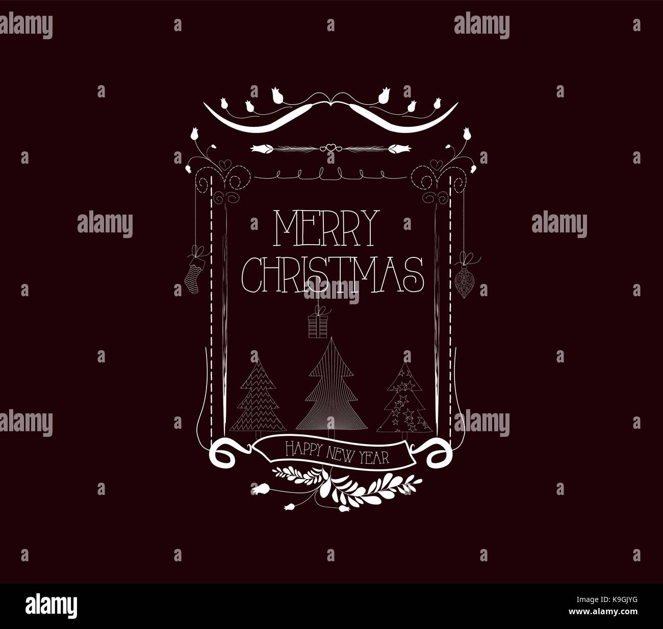 christmas Vintage frames and Floral Ornaments Stock Vector Image & Art ...