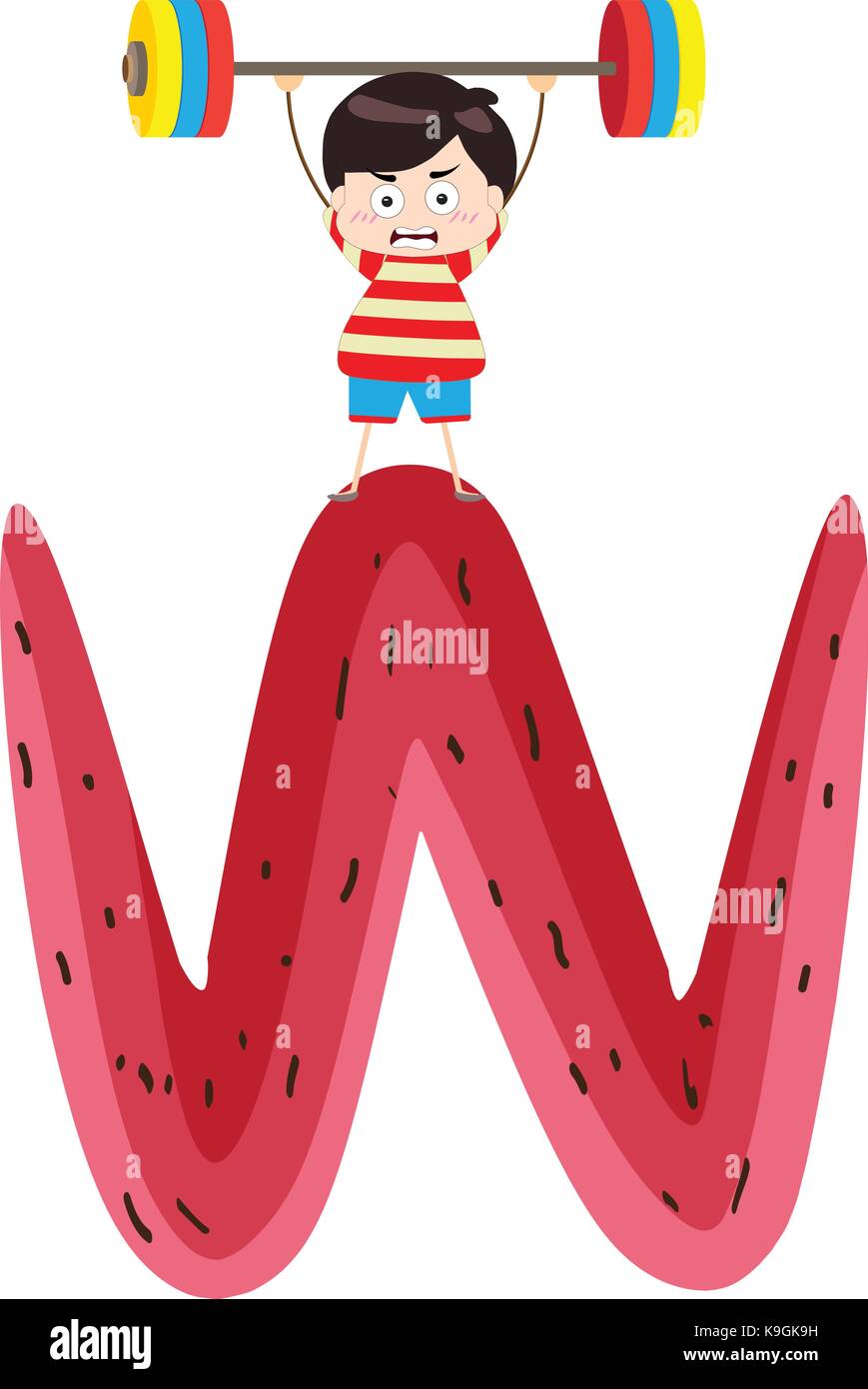 Illustration of a Kid Leaning on a Letter W Stock Vector Image & Art ...