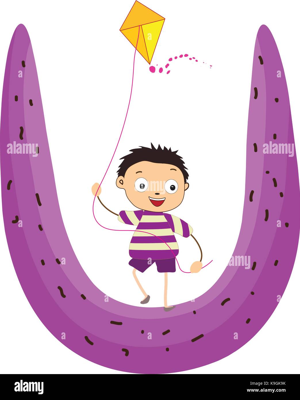 Illustration of a Kid Leaning on a Letter U Stock Vector Image & Art ...