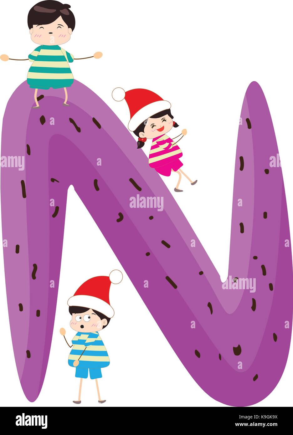 Illustration of a Kid Leaning on a Letter N Stock Vector Image & Art ...