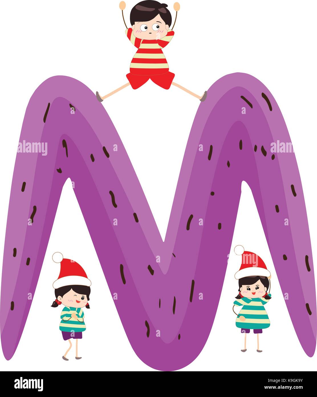 Illustration of a Kid Leaning on a Letter M Stock Vector Image & Art ...