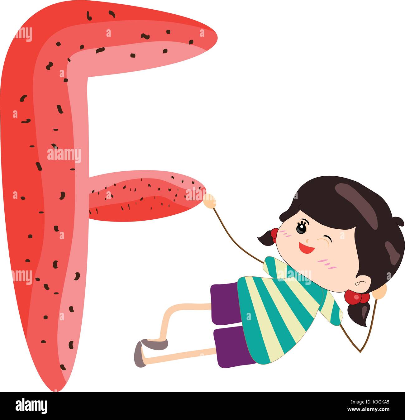 Illustration of a Kid Leaning on a Letter F Stock Vector Image & Art ...