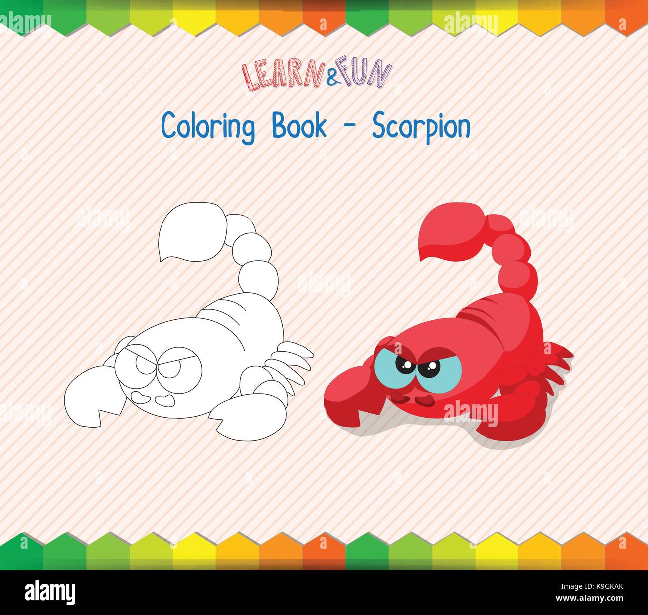 Scorpion coloring book educational game Stock Vector