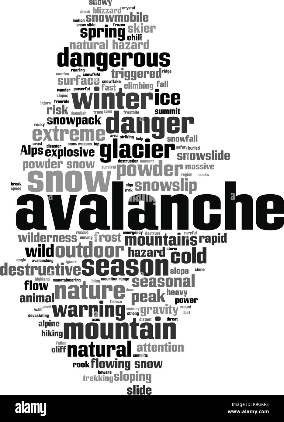 Avalanche word cloud concept. Vector illustration Stock Vector
