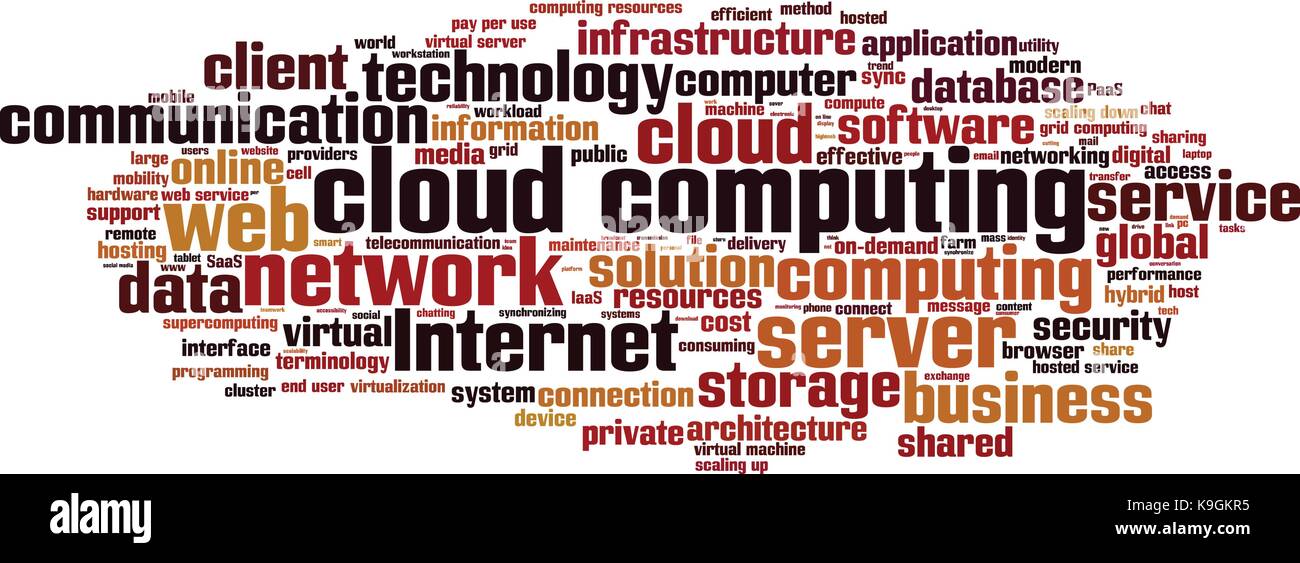 Cloud computing word cloud concept. Vector illustration Stock Vector