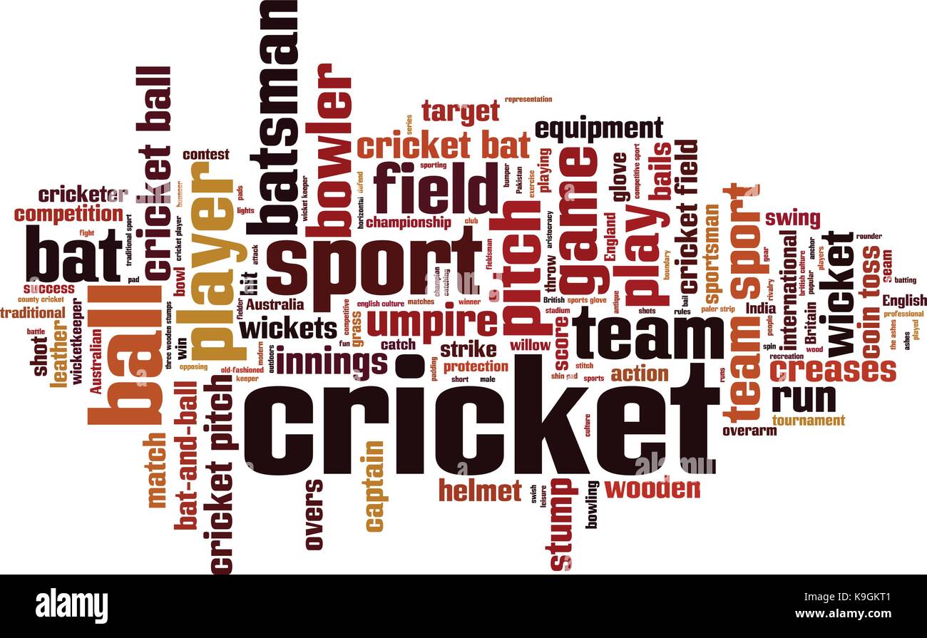 Cricket word cloud concept. Vector illustration Stock Vector