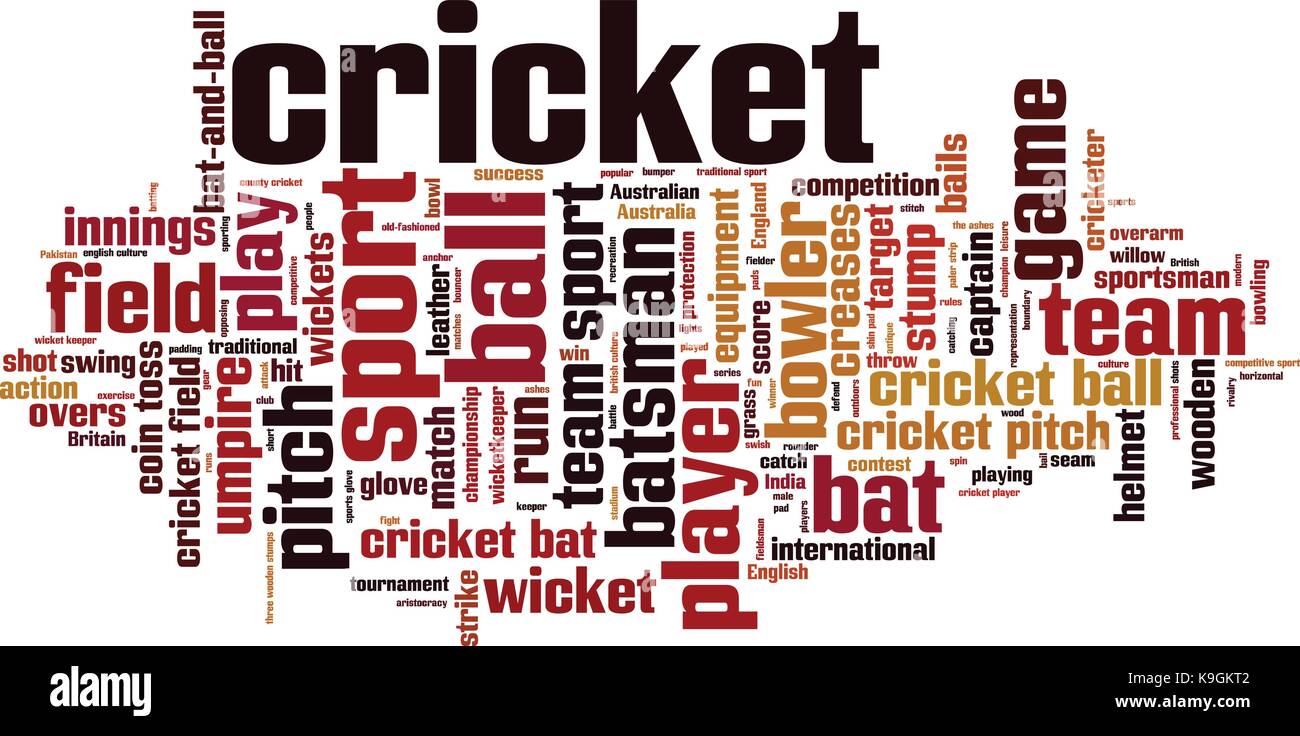 Cricket word cloud concept. Vector illustration Stock Vector