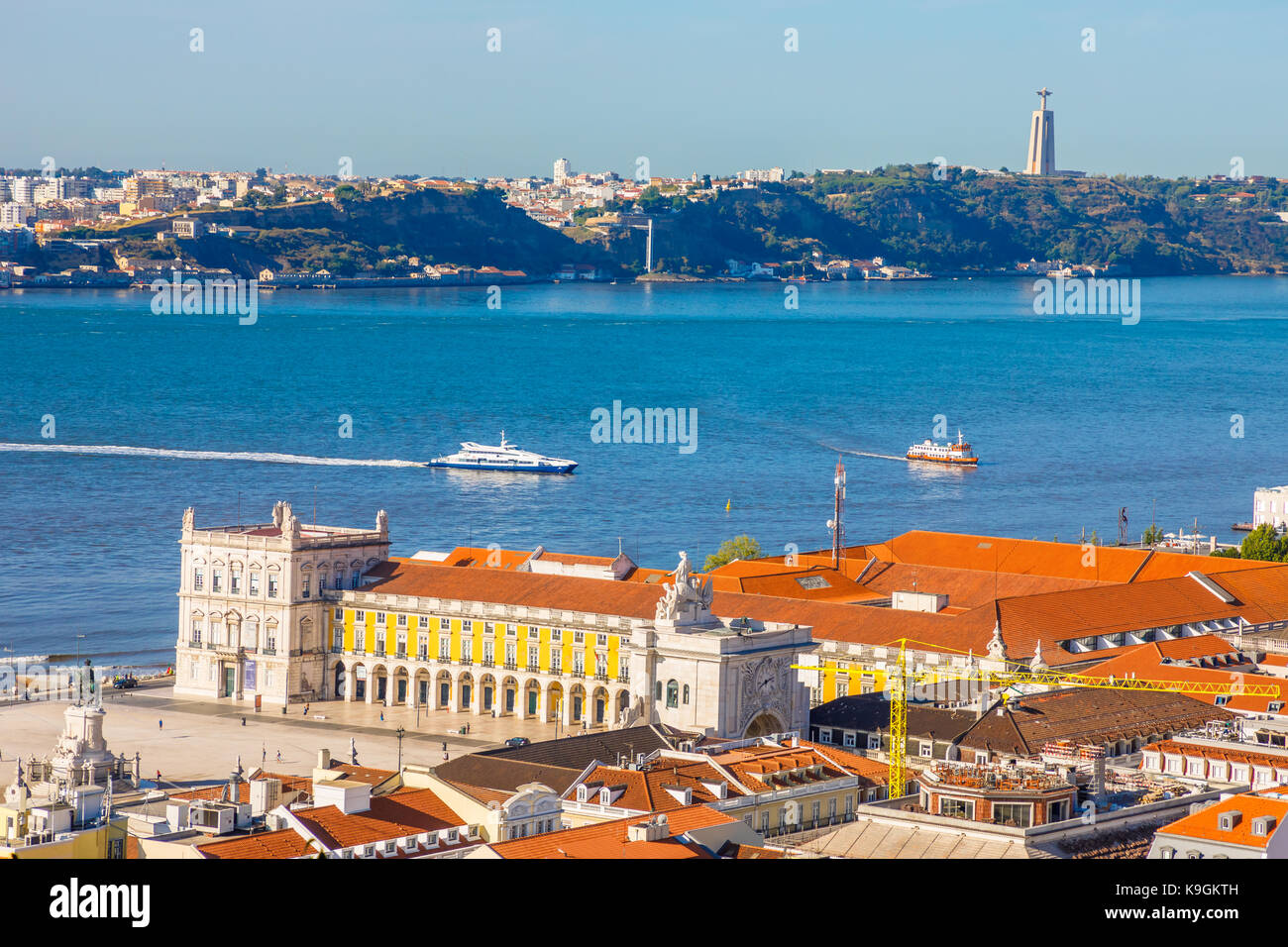 Lisbon Tagus River skyline Stock Photo - Alamy