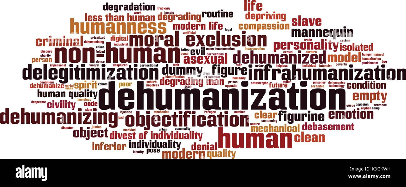 Dehumanization word cloud concept. Vector illustration Stock Vector