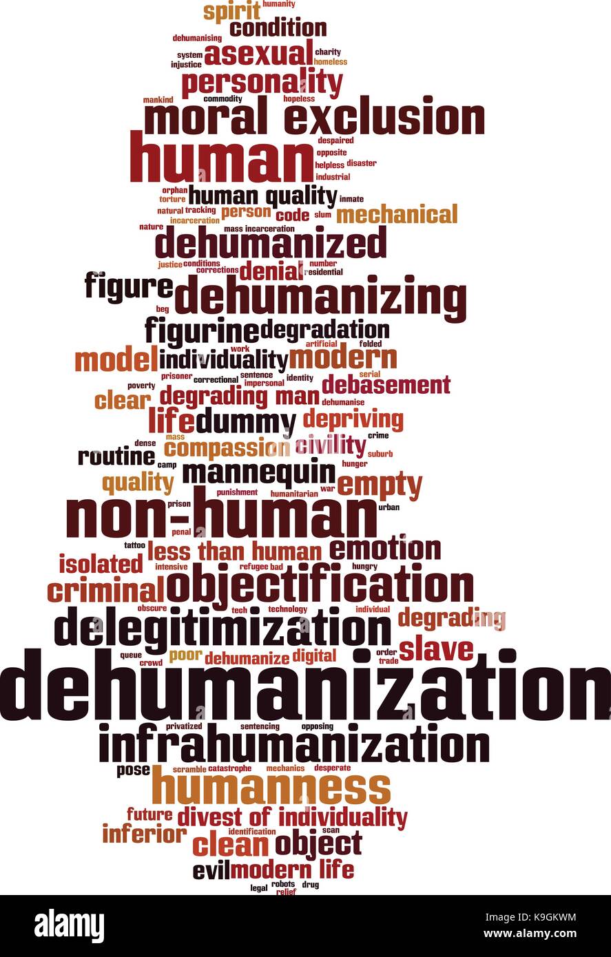 Dehumanization word cloud concept. Vector illustration Stock Vector