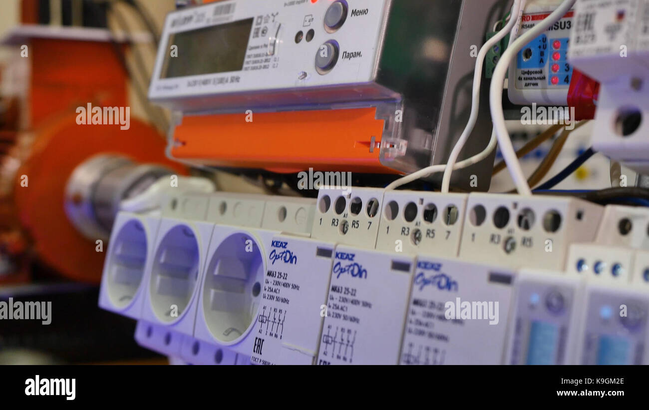 Electric stand. Electrical installation. Closeup Stock Photo Alamy