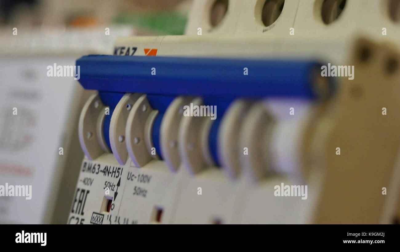 Electric stand. Electrical installation. Closeup Stock Photo Alamy