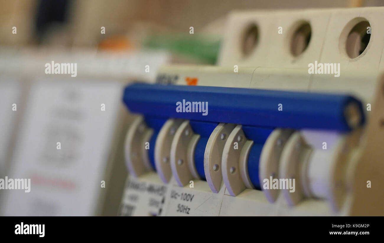 Electric stand. Electrical installation. Closeup Stock Photo Alamy