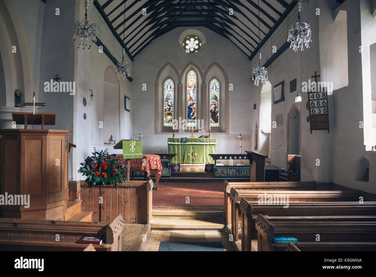 Inside the St Margaret of Antioch church in Shottisham, Suffolk Stock
