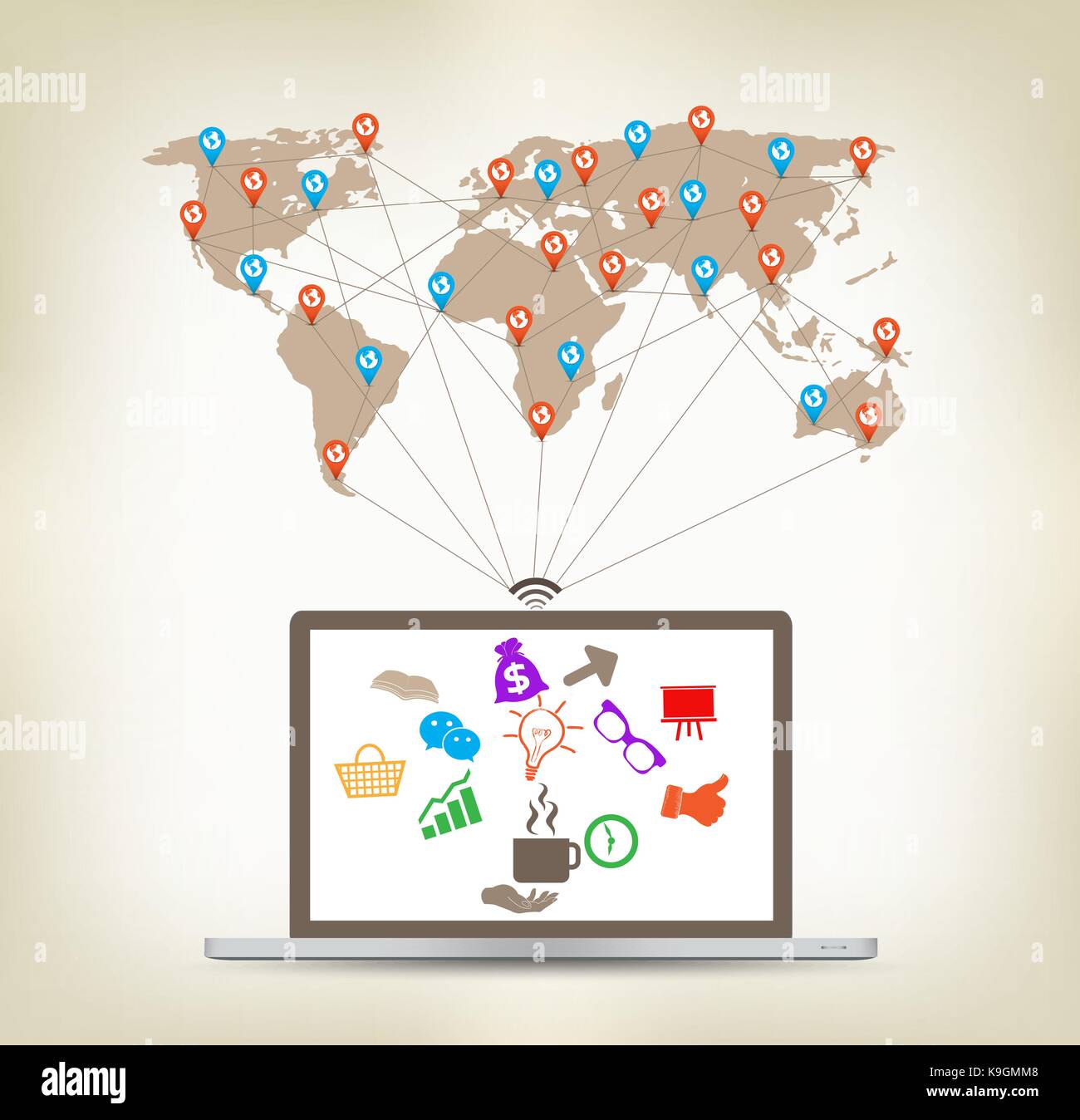 Global laptop communication concept stock Stock Vector Image & Art Alamy