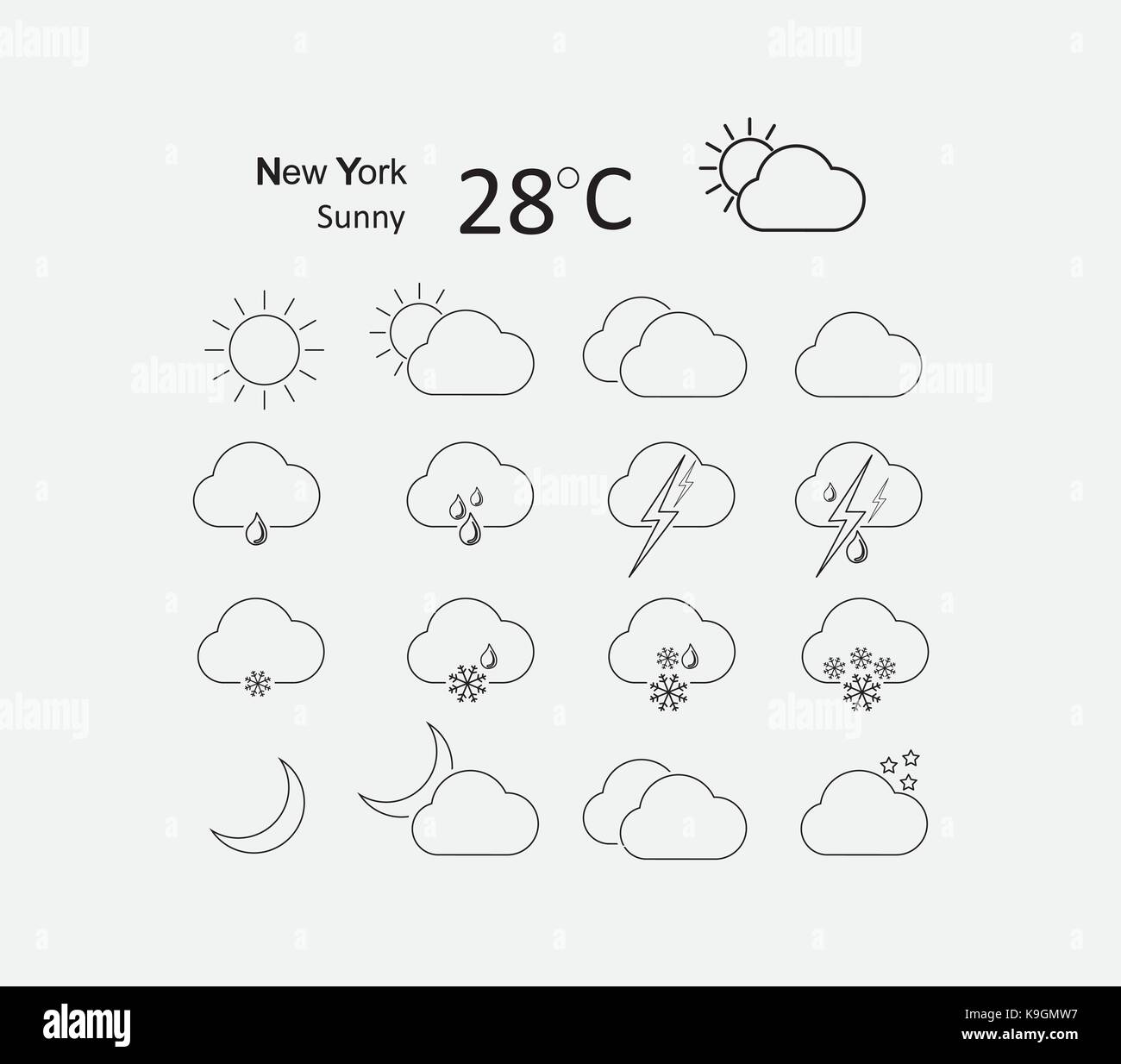 Thin weather icon set Stock Vector Image & Art - Alamy