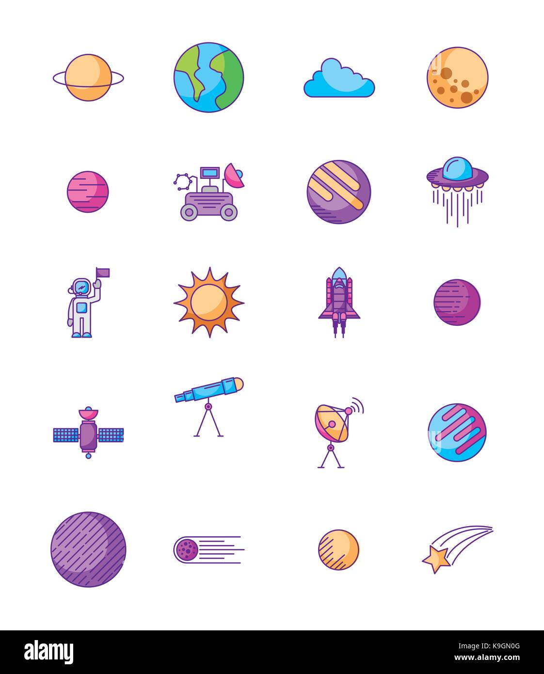 universe cosmos and astronomy icons set vector illustration Stock ...