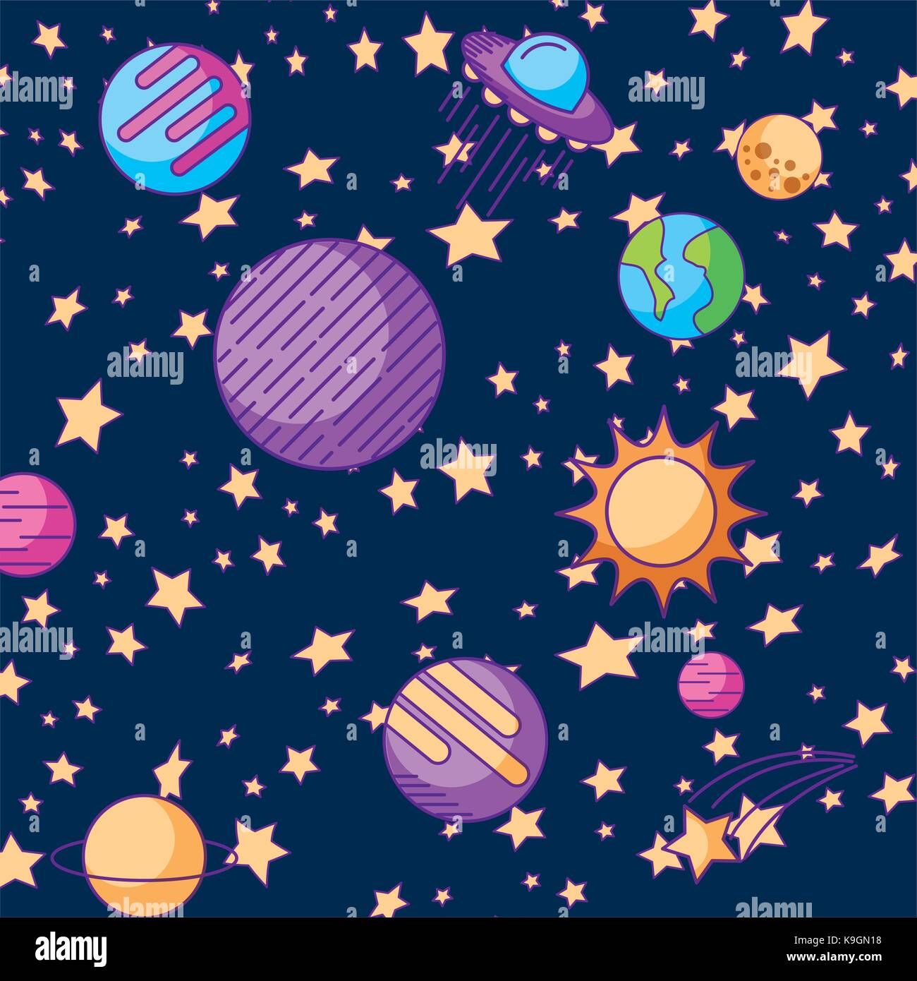 the solar system galaxy astronomy universe vector illustration Stock