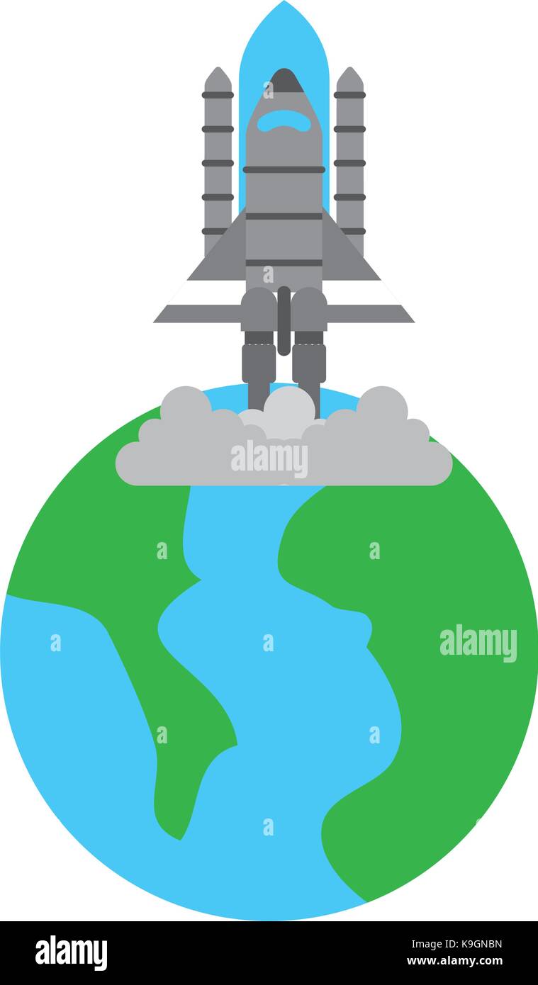 universe planet earth rocket launch space vector illustration Stock ...