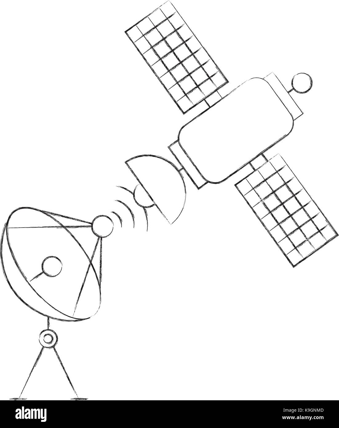 space satellite dish anntena communication signal network Stock Vector